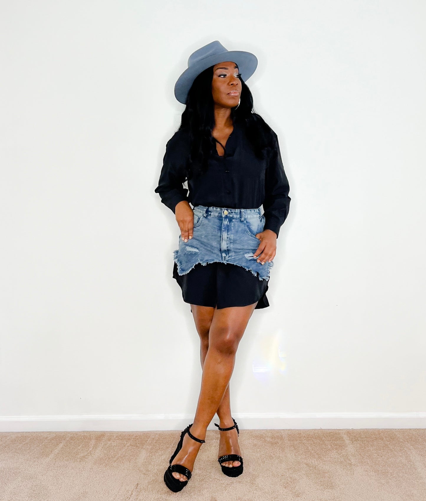 Diva in Denim Shirt Dress